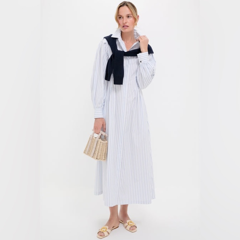 Tuckernuck Long Sleeve White and Blue Dress